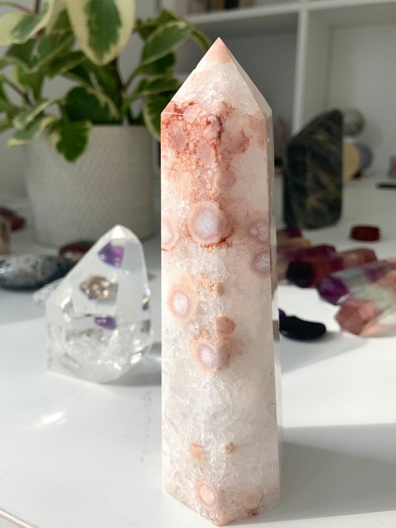 Pink Amethyst x Flower Agate Tower