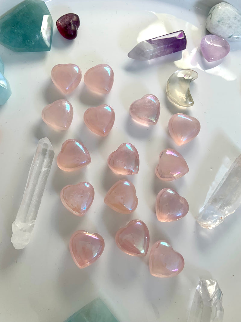 Angel Aura Rose Quartz Hearts