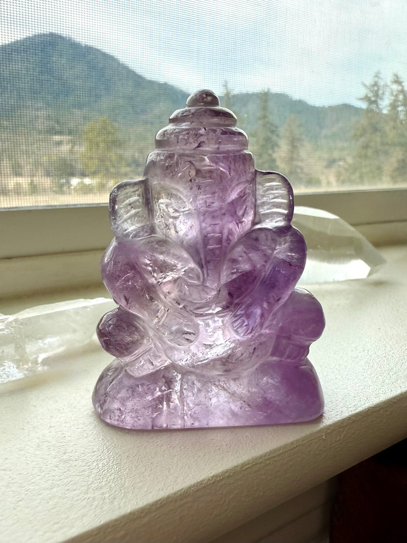 Hand-Carved Amethyst Ganesha