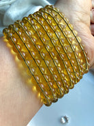 Blue Amber Bracelet – Indonesian UV Reactive Amber Bead Bracelet with Natural Golden Amber Crystals