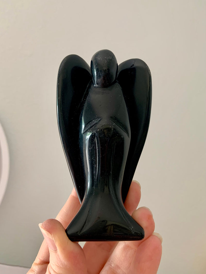 Black Tourmaline Angel Figurine for Energetic Protection