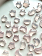 Rose Quartz mini moons and stars with soft pink translucence and natural variations in shape and clarity