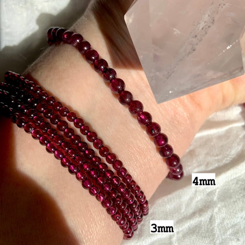 Small Bead Garnet Stacking Bracelets + Necklace