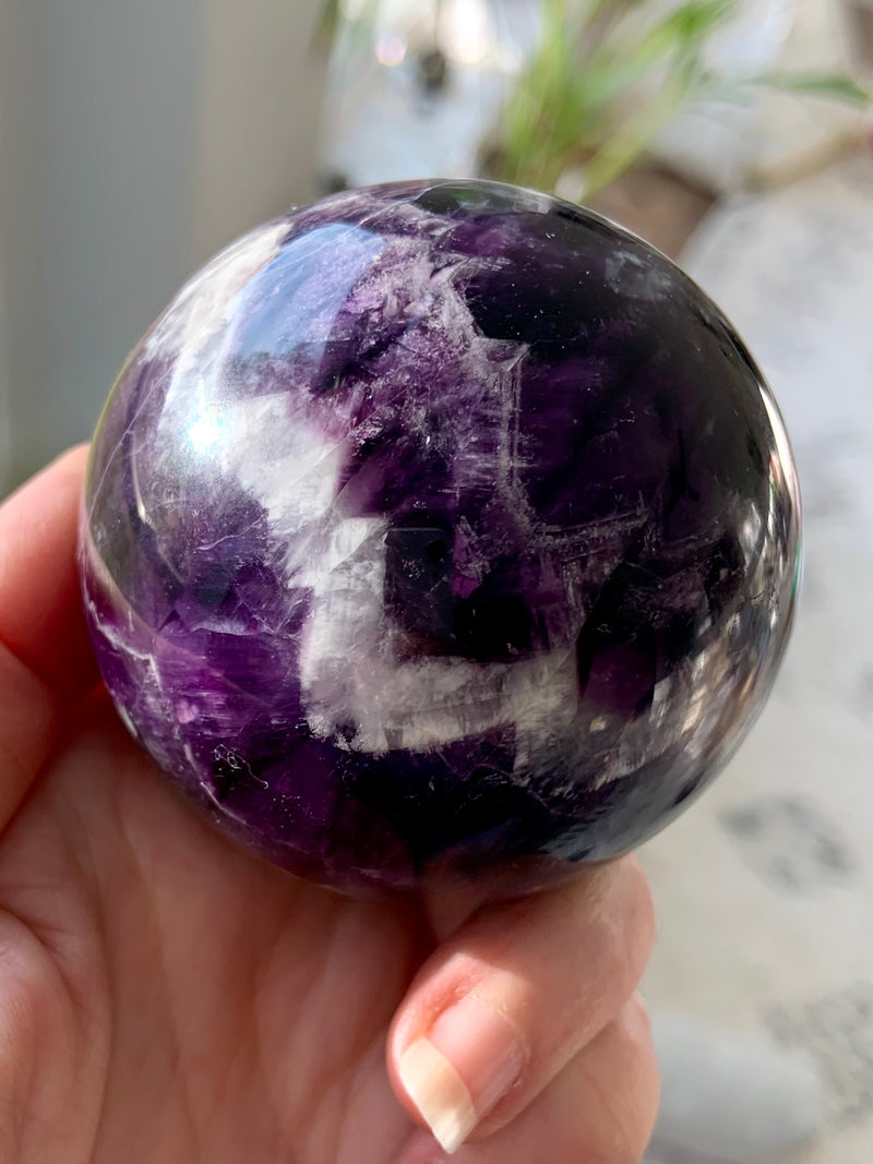 High Quality Chevron Amethyst Sphere with Stand