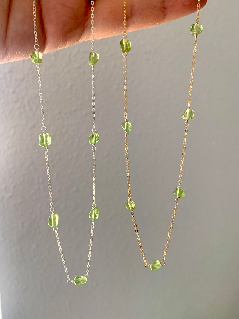 Dainty Peridot Crystal Jewelry Set