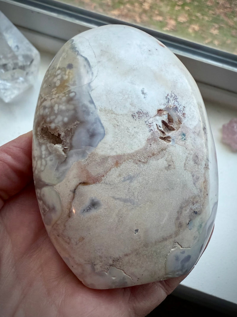 Orbicular Ocean Jasper Freeform with Druzy