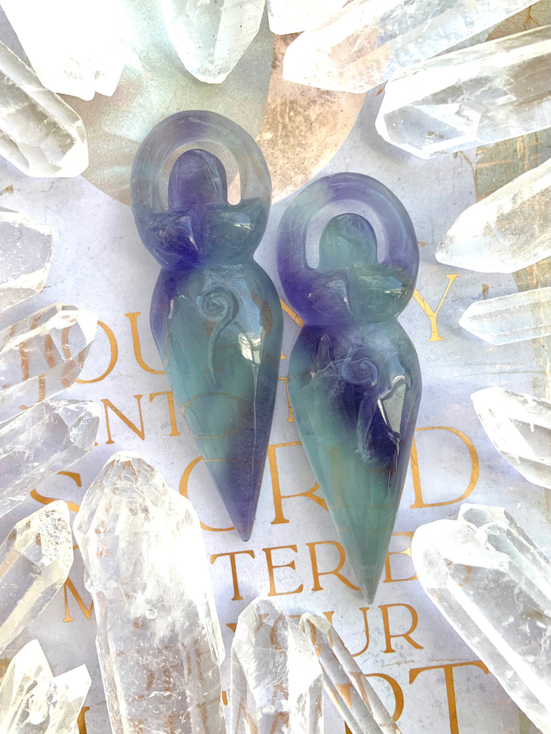 Fluorite Spiral Goddess Carvings