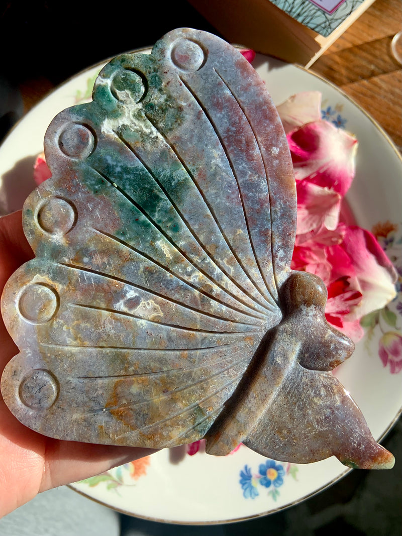 Large Ocean Jasper Fairy Carving