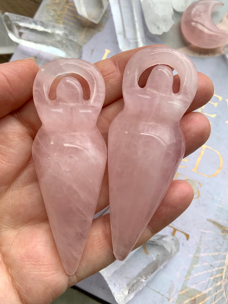 Rose Quartz Spiral Goddess Figurine