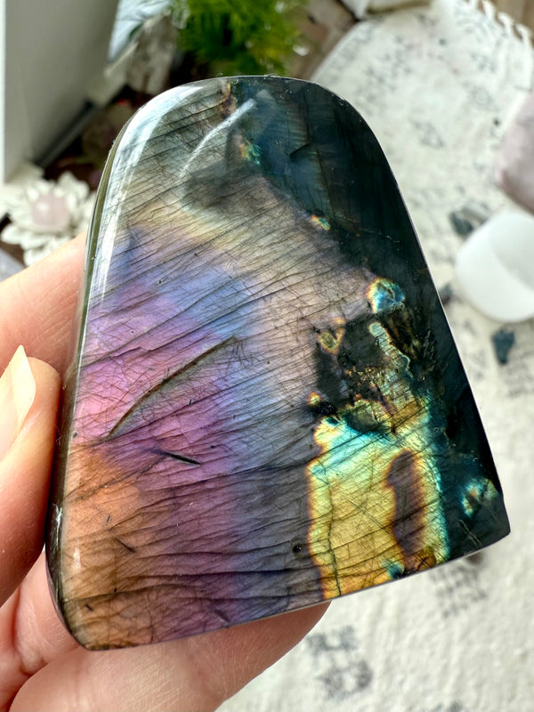 Rainbow Sunset Labradorite Freeform with a gorgeous spectrum of colors to open the Third Eye Chakra