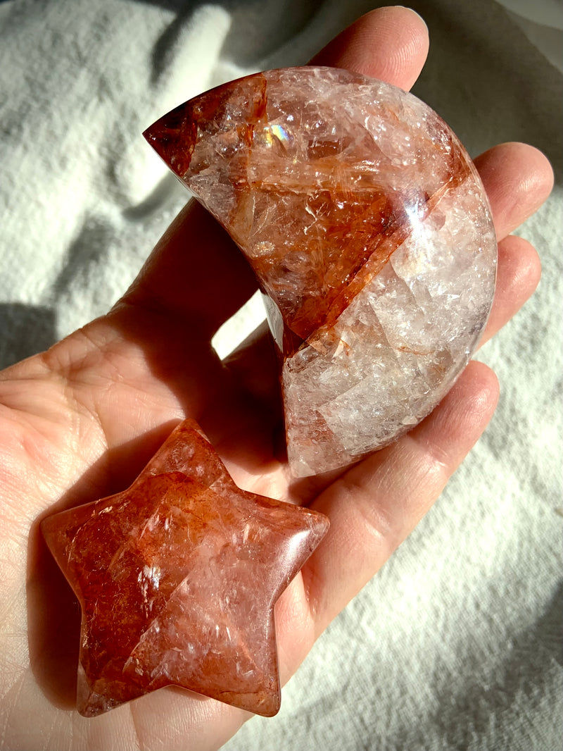 Fire Quartz Moon and Star Set