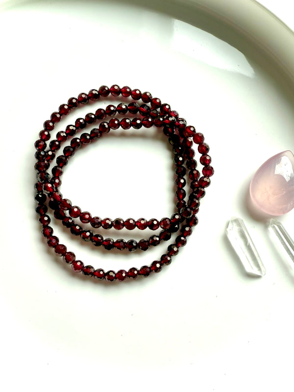 Faceted Almandine Garnet Bracelet + Necklace