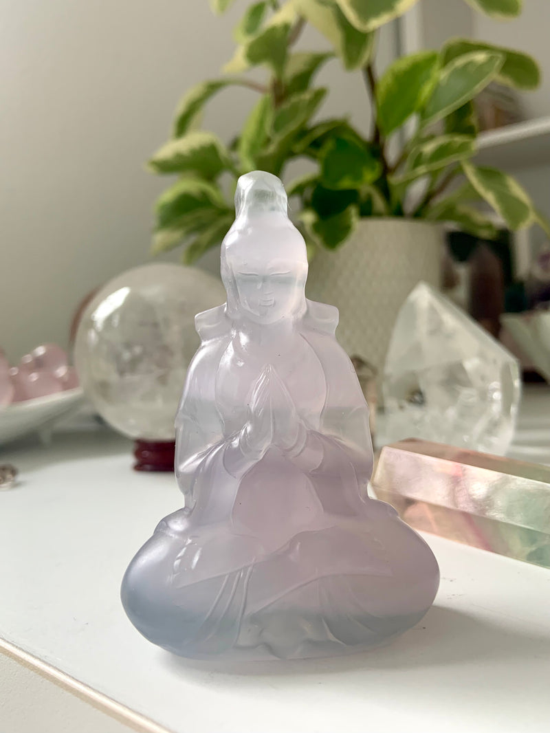 Fluorite Crystal Quan Yin Statue