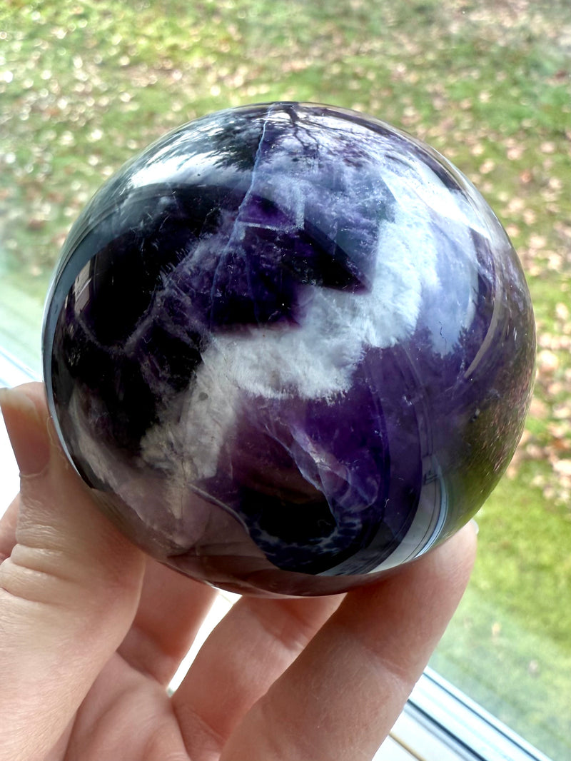 High Quality Chevron Amethyst Sphere with Stand