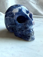 Sodalite skull carving for meditation, intuition, Third Eye Chakra, and spiritual practice