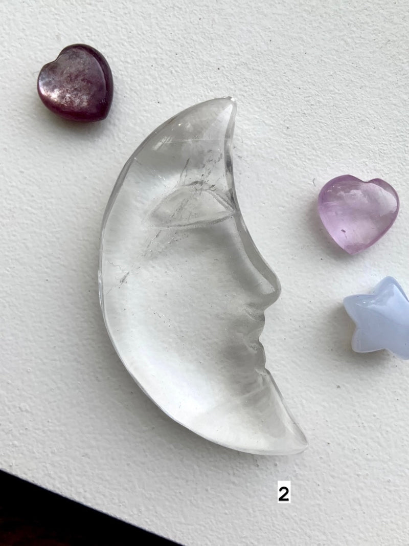 Clear Quartz Moon Face - You pick!