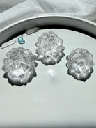 Clear Quartz crystal lotus flower carvings for healing, clarity, spiritual growth and Crown Chakra meditation