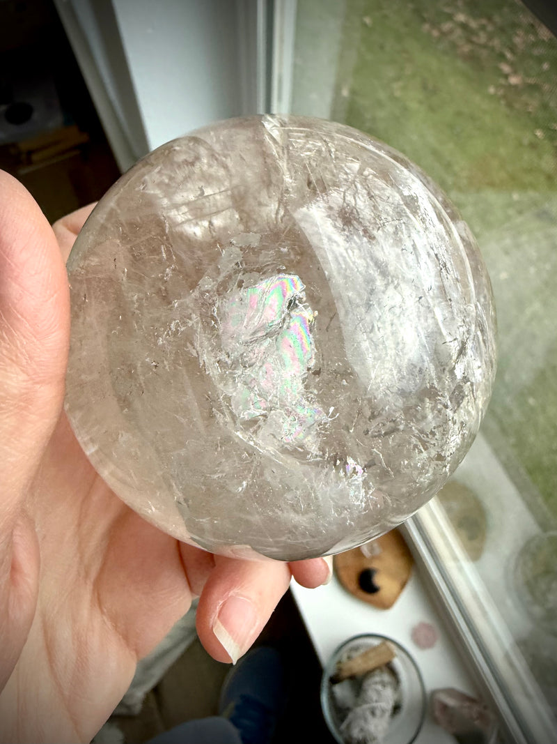 Champagne Smokey Quartz Sphere with Rainbows