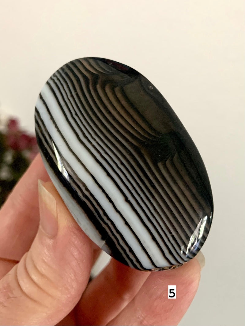 Banded Black Agate Palm Stones