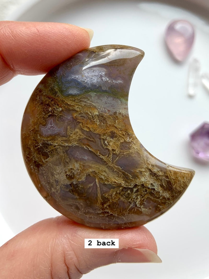 Chunky Moss Agate Moons