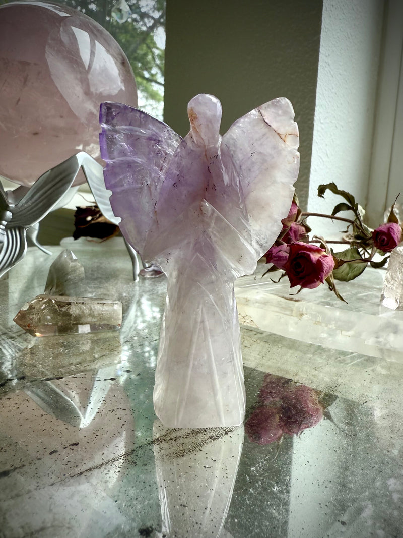 Amethyst Angel Figurine with Golden Healer Inclusions