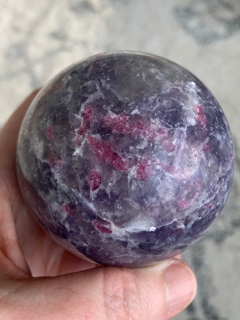 Unicorn Stone Pegmatite Sphere + Holder