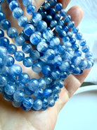 Blue Kyanite Throat Chakra bracelets with translucent natural blue gemstone beads