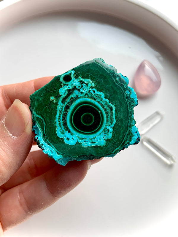 Rare Evil Eye Malachite Chrysocolla Cluster