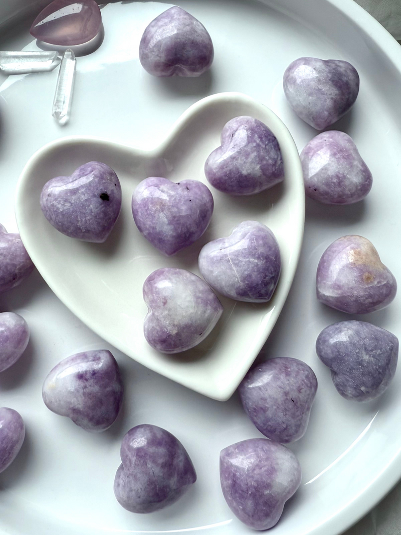 Purple Lepidolite is a calming Heart Chakra Crystal + expansive Crown Chakra Stone.