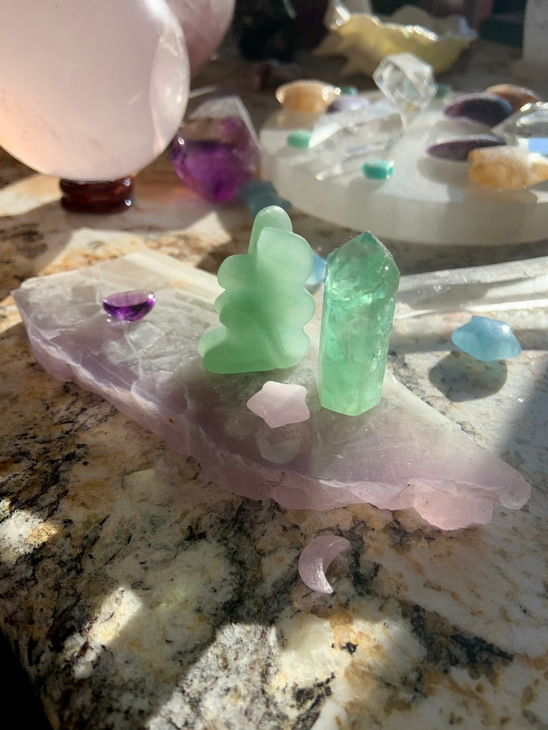 Mini Crystal Fairies ~ Lepidolite + Green Aventurine Crystal Fairy