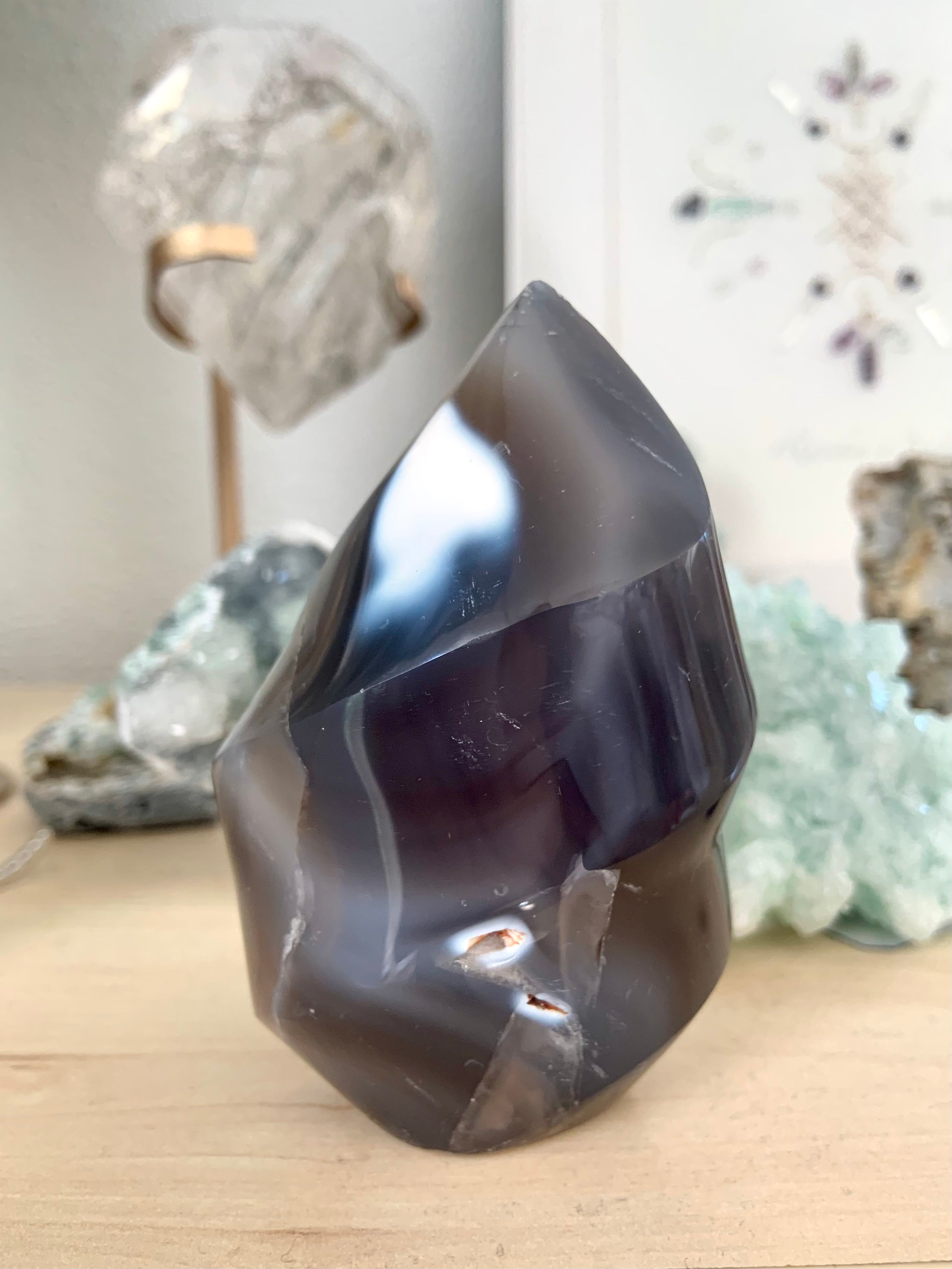 Orca Agate Flame, Orca Agate Freeform, Black Carnelian Agate Crystal ...