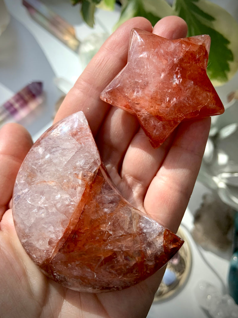 Fire Quartz Moon and Star Set