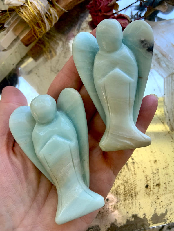 Sky Blue Amazonite Angel Carvings