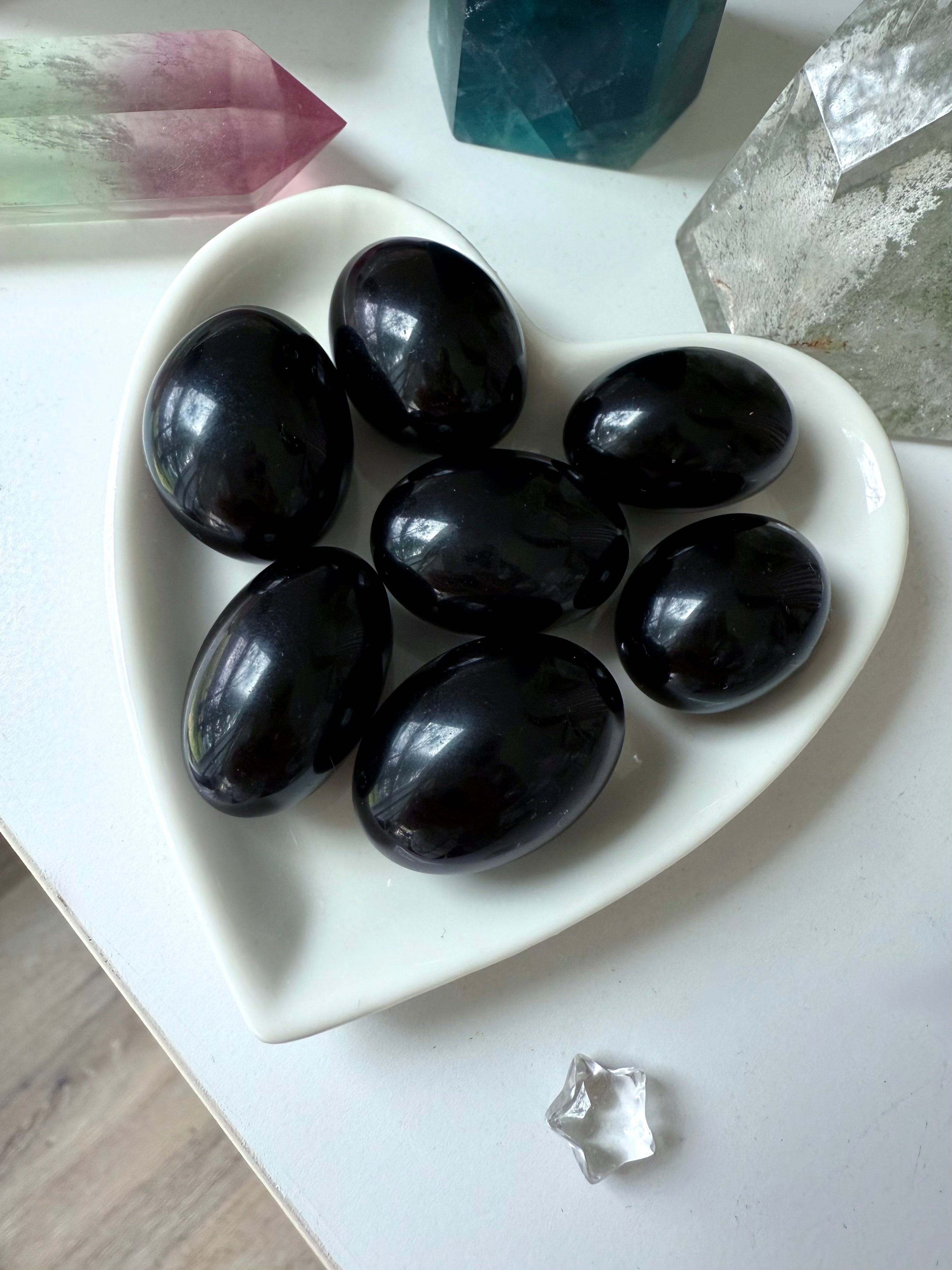 Black Obsidian is a powerful Root Chakra stone that clears negative energy + halts psychic attack 