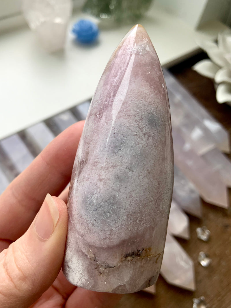 Pink Amethyst Flower Agate Freeform Tower