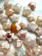 Flower Agate star carvings for crystal grids, altar décor, and emotional healing rituals