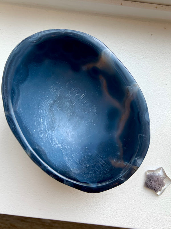 Deep Blue Agate Offering Bowl