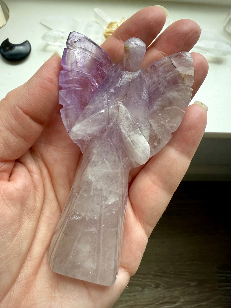 Amethyst Angel Figurine with Golden Healer Inclusions