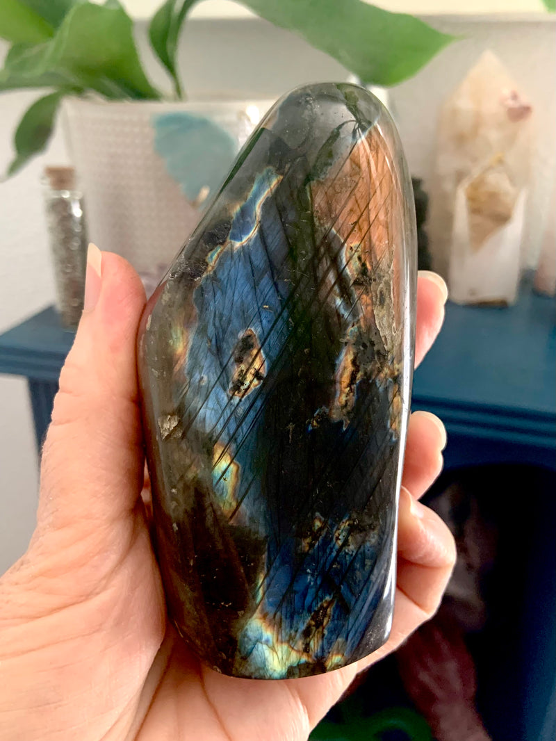 Blue + Orange Flash Labradorite Freeform