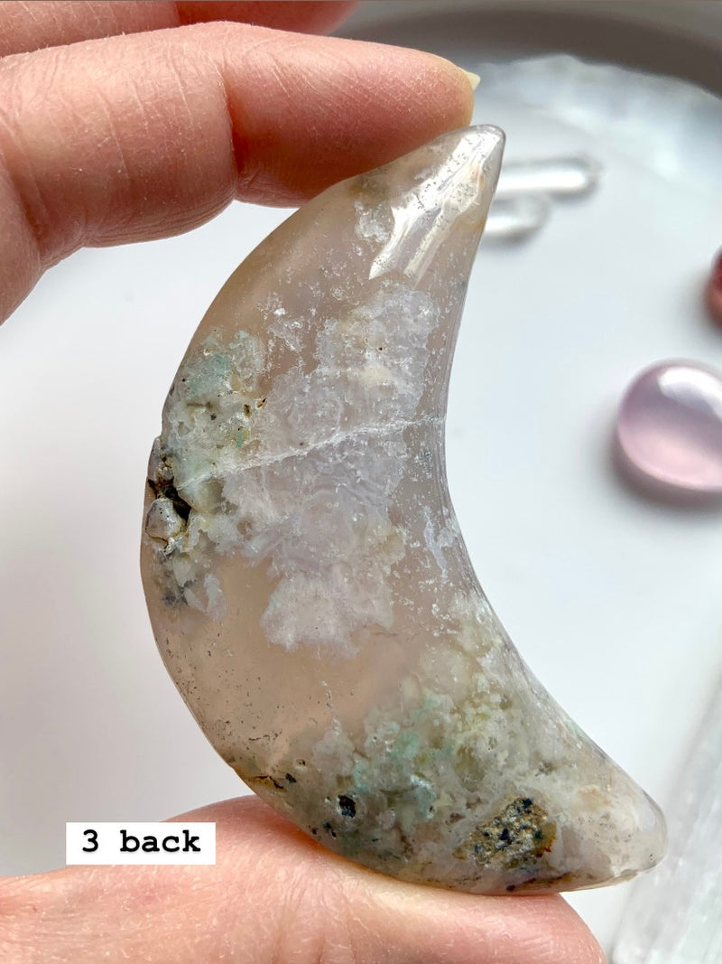 Big Flower Agate Crescent Moons