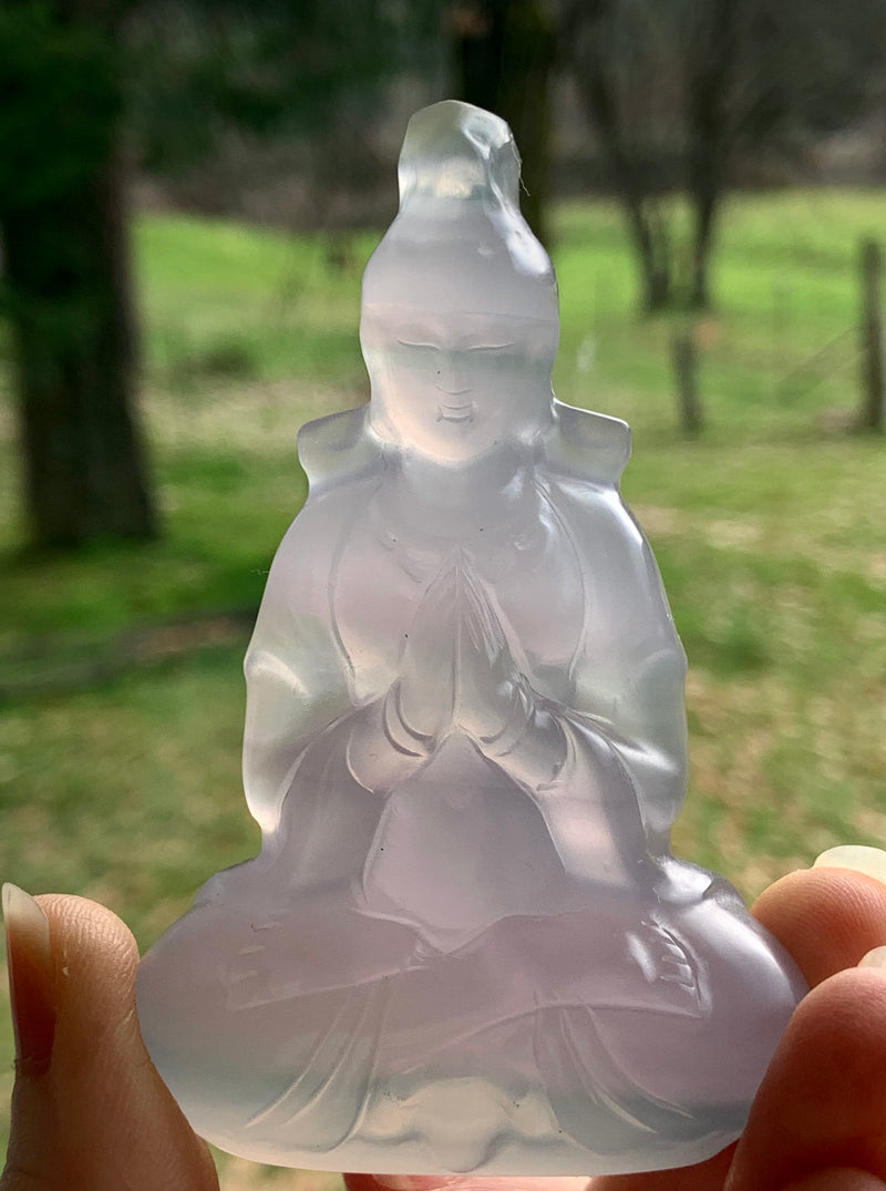 Fluorite Crystal Quan Yin Statue