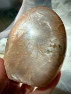 One-of-a-kind Peach Moonstone freeform with silver shimmer, Sunstone sparkle and rainbow flash for intuition and emotional healing