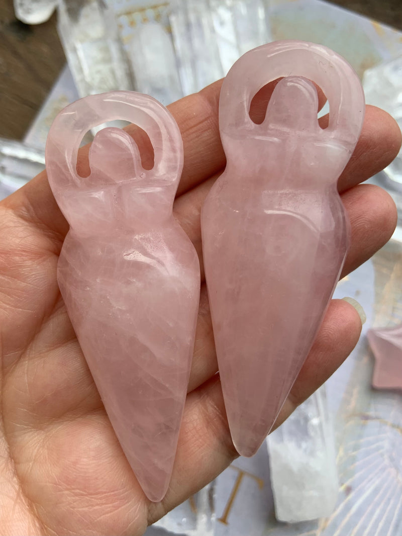 Rose Quartz Spiral Goddess Figurine