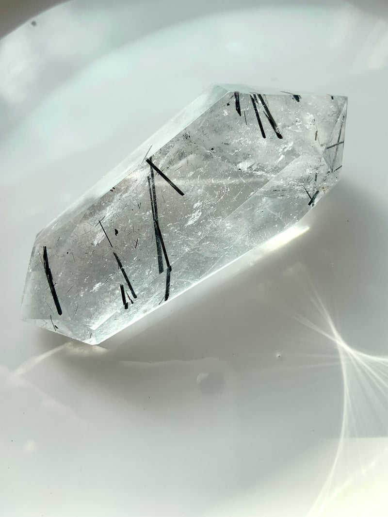 Black Tourmaline in Quartz DT with Phantom