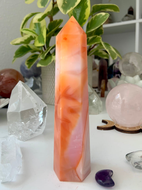 Peachy Pink Carnelian Tower