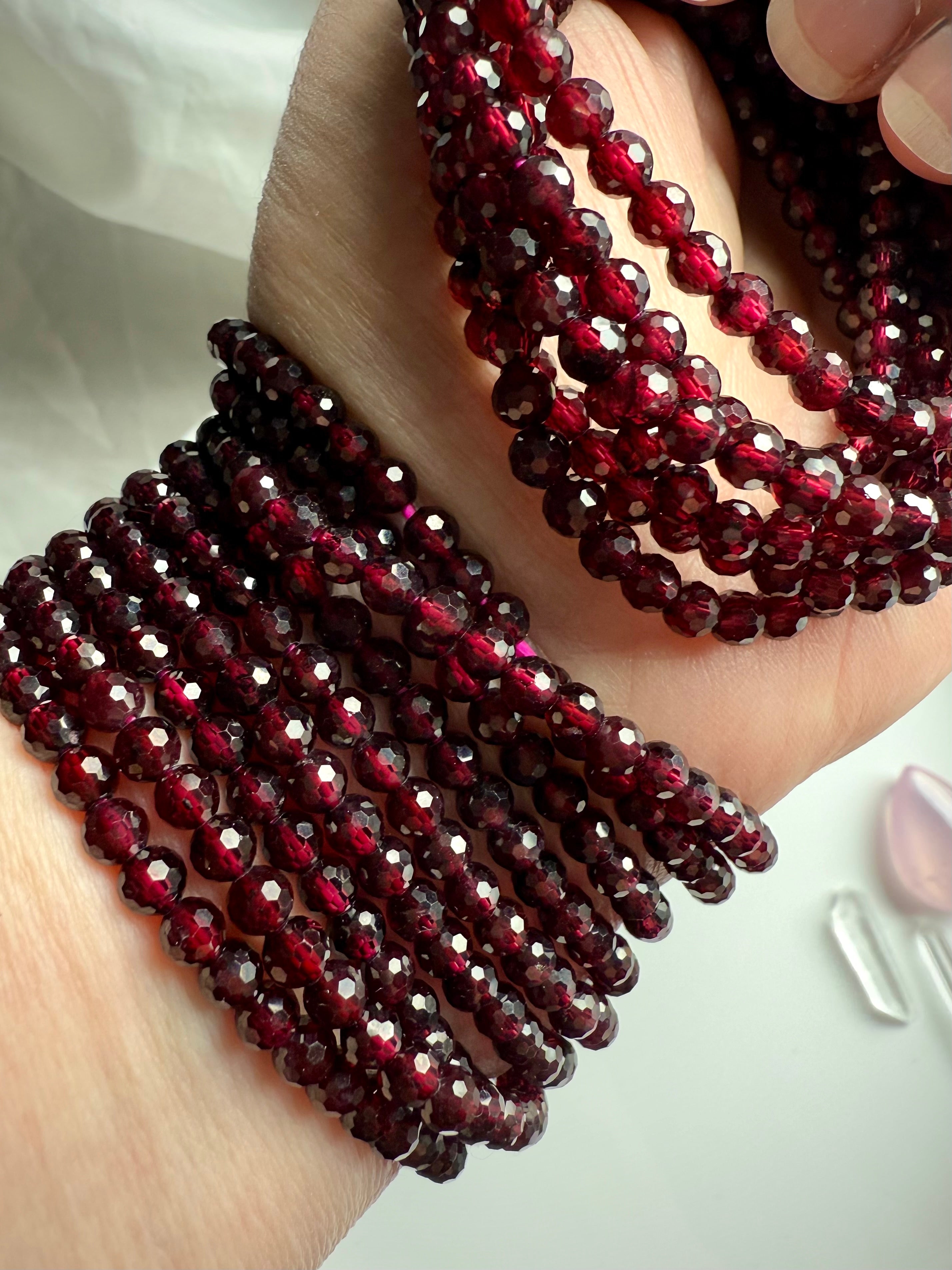 Wear Red Garnet jewelry for a calming energy to help you release stress, worry + anxiety