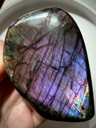 Violet Labradorite freeform with deep purple flash, natural dark veining and flashes of pink and rainbow colors