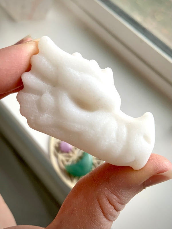 Mini White Jade Dragon Carving