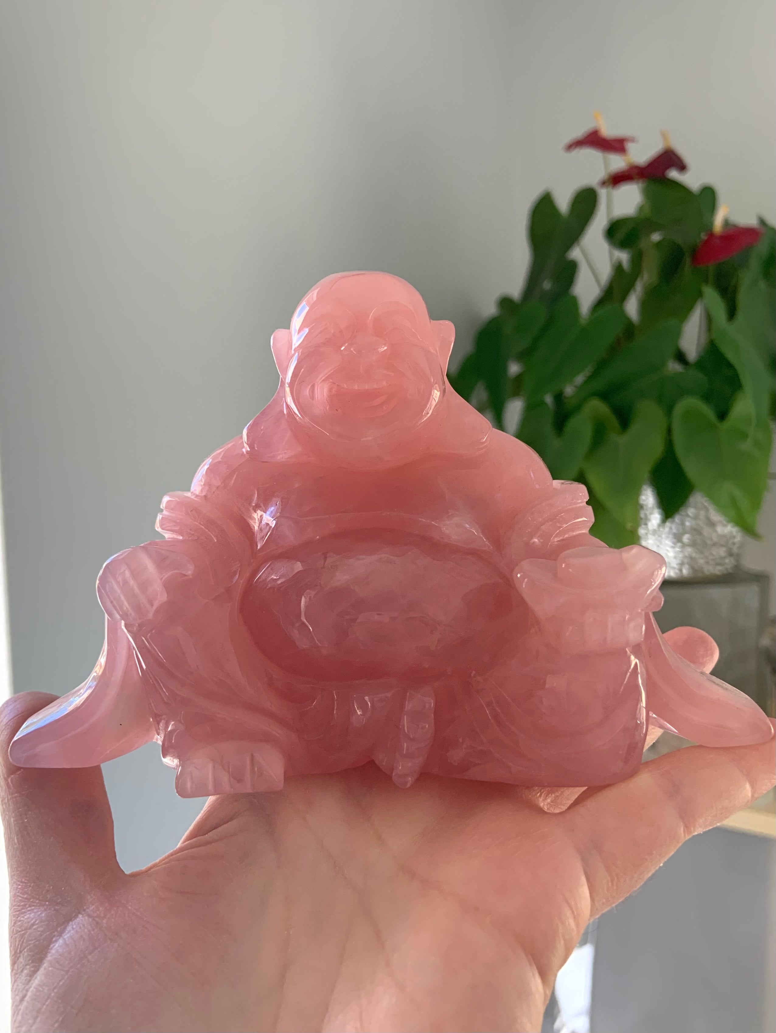 Super Pink Rose Quartz Laughing Buddha