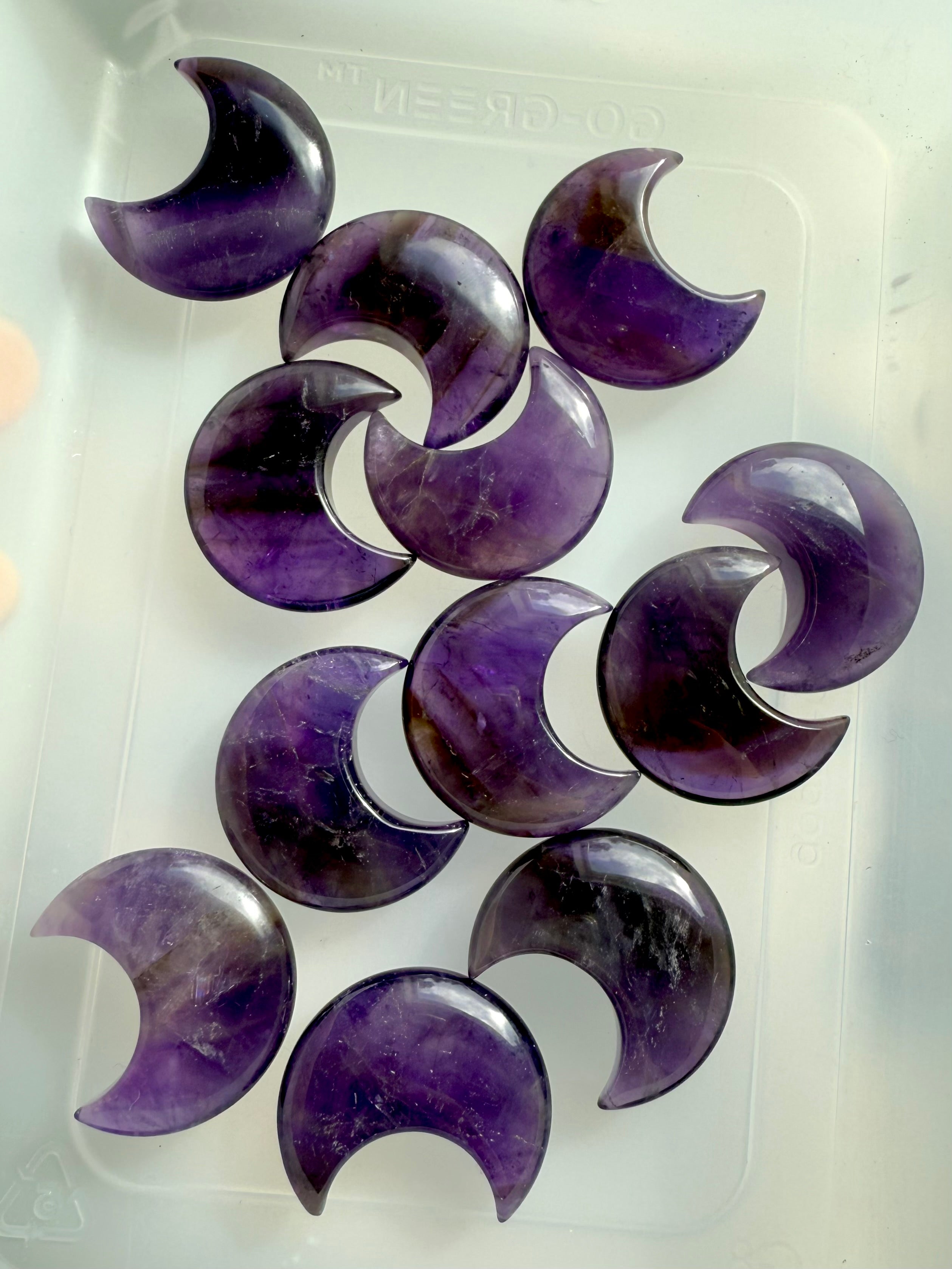 Deep purple Dream Amethyst Moons to promote spiritual growth while shielding you from negative vibes